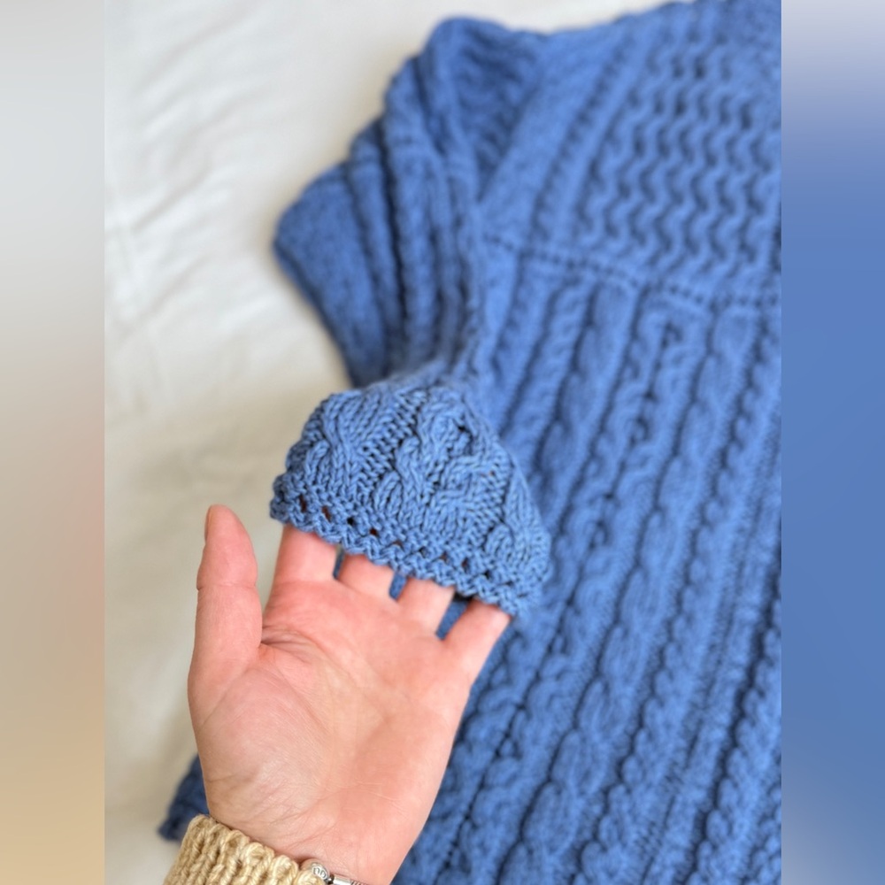 Aran Iris Cotton Ladies Cardigan - Blue size S - Picture 9 of 15